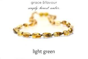 Baltic Amber Teething Necklace - Polished Light Green