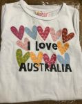 I Love Australia TShirt Coloured Hearts Tee (Sizes 0-2)