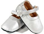 SKEANIE Mary Janes - Leather Soft Sole Baby Shoes - Silver (only small left)