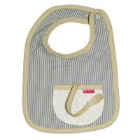 Love Henry Pocket Bib - Tribal Navy Stripe with built in dummy saver strap