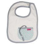 Love Henry Pocket Bib - Tribal Grey Retro with built in dummy saver strap