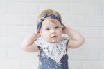 Love Henry Violet Lace Motif Romper - Navy Floral (000 to 2)