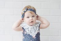 Love Henry Violet Lace Motif Romper - Navy Floral (000 to 2)