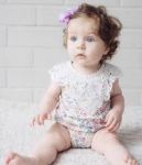 Love Henry Violet Lace Motif Romper - Cream Floral (000 to 2)