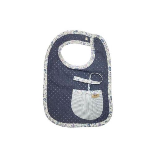 Love Henry Indigo Pocket Bib with built in dummy saver strap