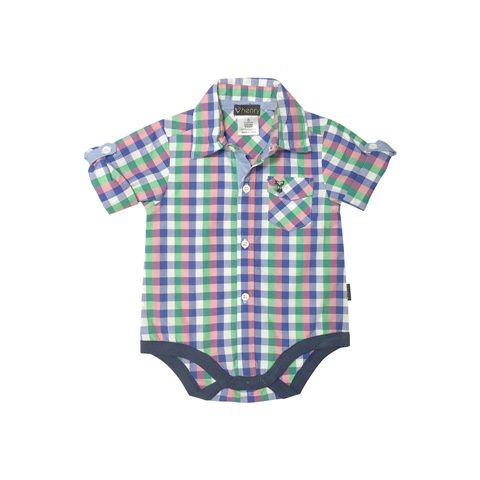 Love Henry Hamptons Edward Checked Shirt Romper (sizes 000 to 2)