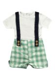 Love Henry Digby Boys Playsuit - Aqua/Light Green Check