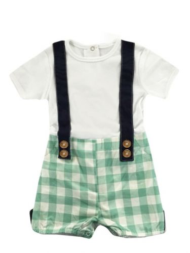 Love Henry Digby Boys Playsuit - Aqua/Light Green Check