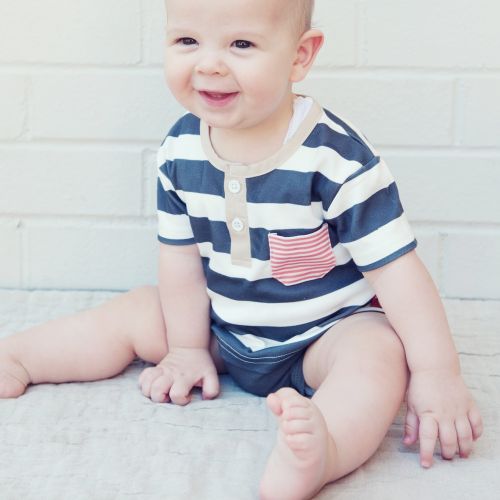 Love Henry Grandpa Romper - White/ Navy