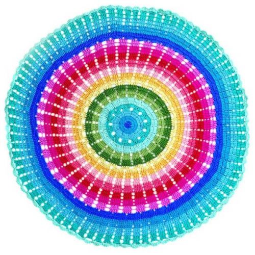 OB Designs Round Crochet Baby Blanket/Rug - Rainbow