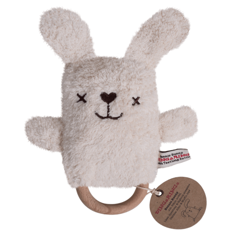 RETIRED Betsy the Bunny Dingaring Teething Toy Rattle - Cream