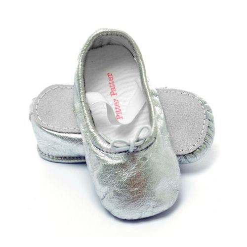 Pitter Patter Soft Sole Baby/Toddler Ballet Shoes - Moonshine Silver (S, XL)