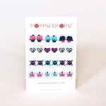Poppy Drops Girls Rock Collection- Veggie Dye, Pierce Free Earrings