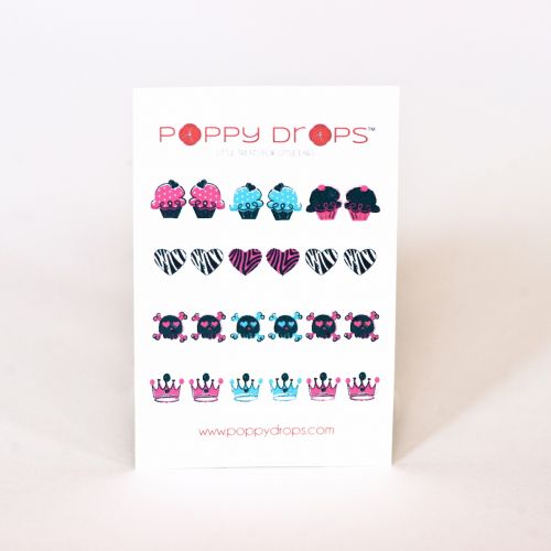 Poppy Drops Girls Rock Collection- Veggie Dye, Pierce Free Earrings