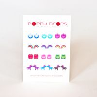 Poppy Drops Glitter Collection- Veggie Dye, Pierce Free Earrings