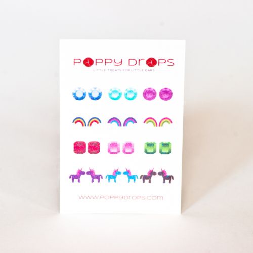 Poppy Drops Glitter Collection- Veggie Dye, Pierce Free Earrings