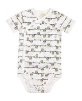 Sapling -Organic Cotton Short Sleeve Kimino Bodysuit -Owl on a Branch