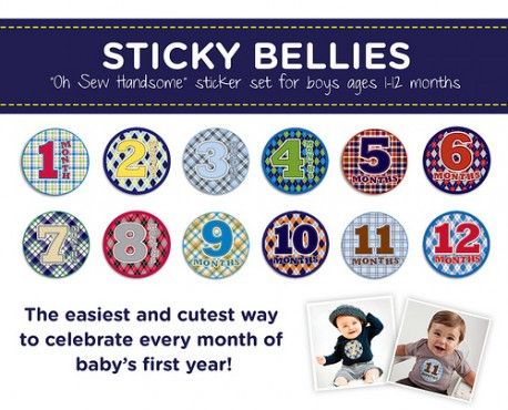 Sticky Bellies Oh Sew Handsome - Milestone Stickers 0-12 months