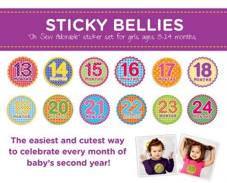 Sticky Bellies Oh Sew Adorable Girls - Milestone Stickers 13-24months