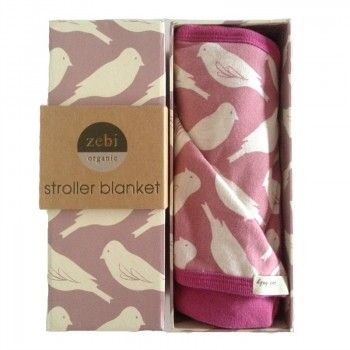 Zebi Baby Plum Bird Organic Stroller Blanket 