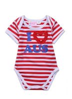I Love Aus Red Striped Bodysuit  - Australian Baby Clothes