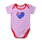 Aussie/Australian Heart - Pink Stripe Bodysuit Onsie