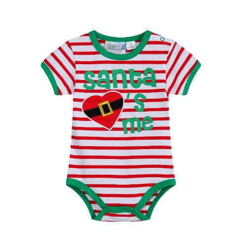 Santa Loves Me - Striped Onsie - Baby Christmas Outfit (Sizes 000 to 1) 