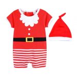 XMAS Hot Red White Dots 1 ST Birthday Halterneck Jumpsuit Red Baby Dress NB-2Y 