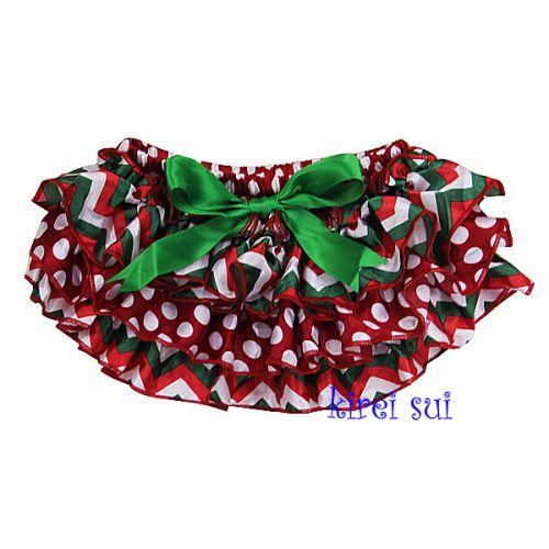 Christmas Chevron Frilly Satin Nappy Cover