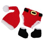 Crochet Santa Outfit Nappy Cover, Hat & Booties