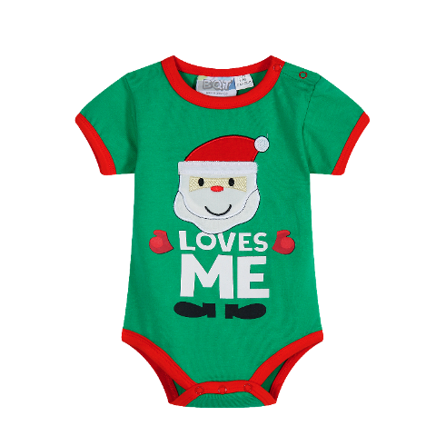 Santa Loves Me - Green Onsie - Baby Christmas Outfit (Size 00 only)