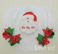Christmas Santa Ho Ho Ho Nappy Cover/Bloomers with Double Bow