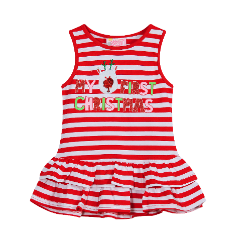 My First Christmas - Striped Dress - Baby Infant Christmas Outfit