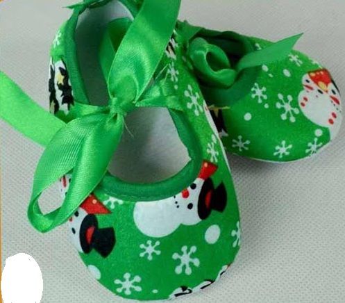 Snowman Christmas Baby Shoes - Green