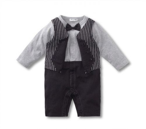 Baby Vest Suit with Bow Tie - Tux Bodysuit/Romper (only 18-24mths left)