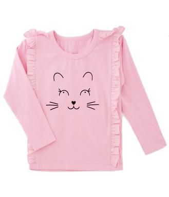 Curious Wonderland Cat Face Long sleeve Frill Top (Size 8 Only)
