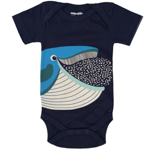 Organic Cotton - Mibo Whale Short Sleeve Onesie (size 6 to 12 months)