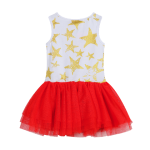 Red, White with Gold Stars Tutu Dress