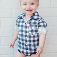 Love Henry Hunter Checked Shirt Romper - Navy (only 000 left)