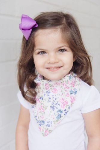 Love Henry Violet Floral Dribble Bib - Bandana Bib