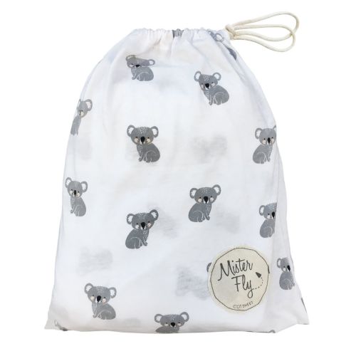 Mister Fly - Koala Jersey Cot Sheets - White