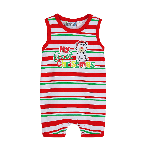 Stripey My First Christmas Romper Baby Christmas Outfit (Only 000 & 00 left)