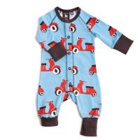Nosh Organics - Scooter Blue Playsuit/Onsie - Organic Cotton (only 0-12 mths left)