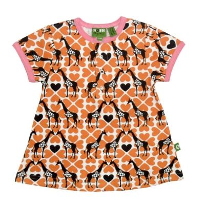 Nosh Organics - Giraffe Orange Short Sleeve Tunic Dress (Only size 7-8 left)