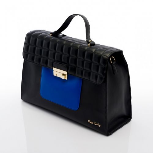 Nova Harley - Athens Nappy Bag - Black with Greek Blue Patch