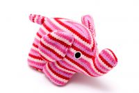 Knitted Elephant W/Rattle Pink