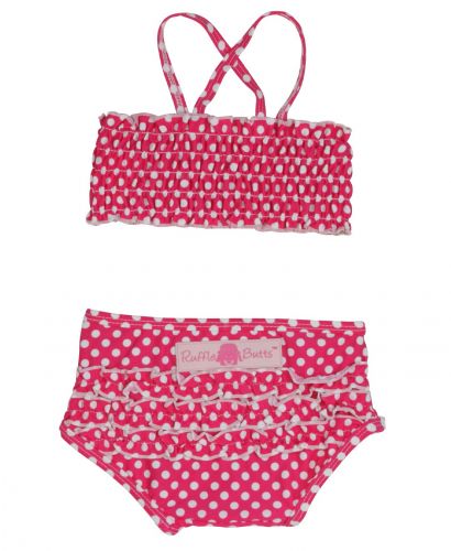 Ruffle Butts Bikini Fuchsia Polka Dots (Last Size left 3)