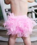 Ruffle Butts Pink Feather Bloomer - Nappy Cover