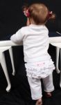 Frilly Tushies - Ruffled Leggings 3/4 - White Nappy Cover
