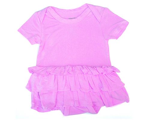 Silkberry Baby - Bamboo Ruffle Dress Onesie - Cotton Candy